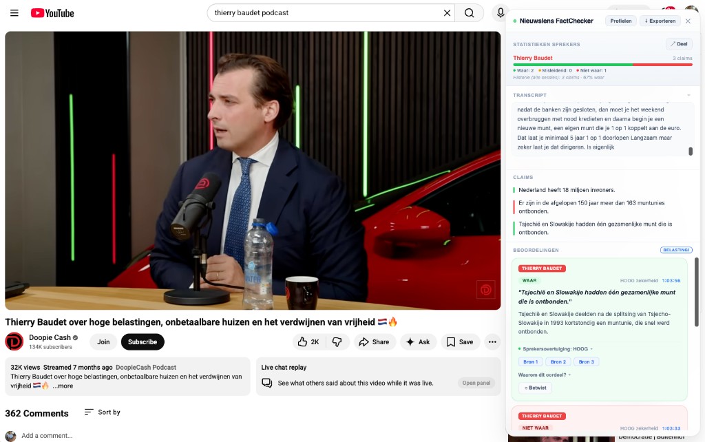 Nieuwslens FactChecker bij Thierry Baudet: Podcast op YouTube