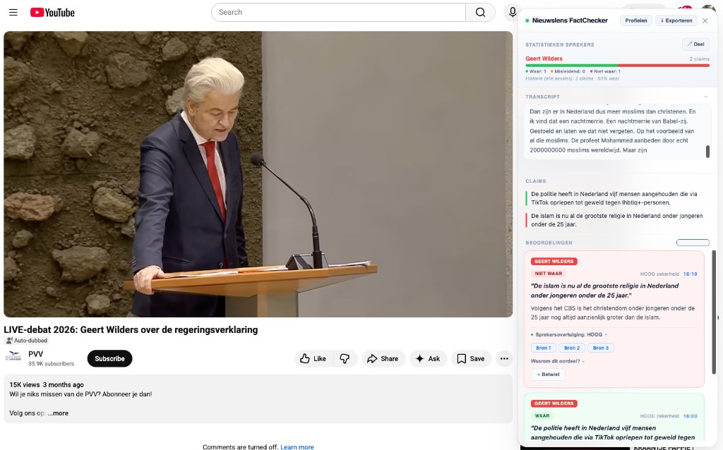 Nieuwslens FactChecker bij Geert Wilders: Kamerdebat regeringsverklaring