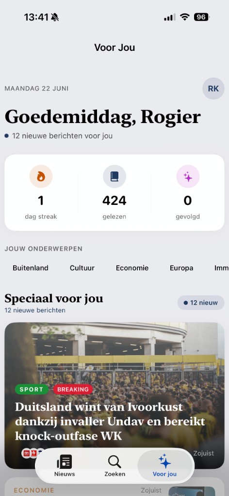 Nieuwslens Voor Jou — gepersonaliseerde feed